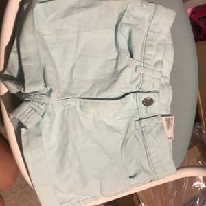 kids teal jean shorts